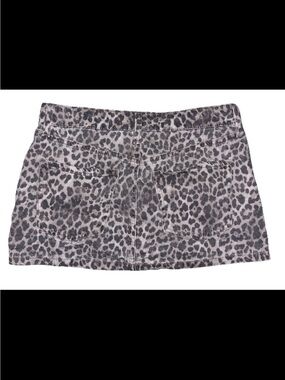 Y2K Leopard Cheetah Print Coquette Girl Micro Mini Denim Booty Skirt SZ.3/26